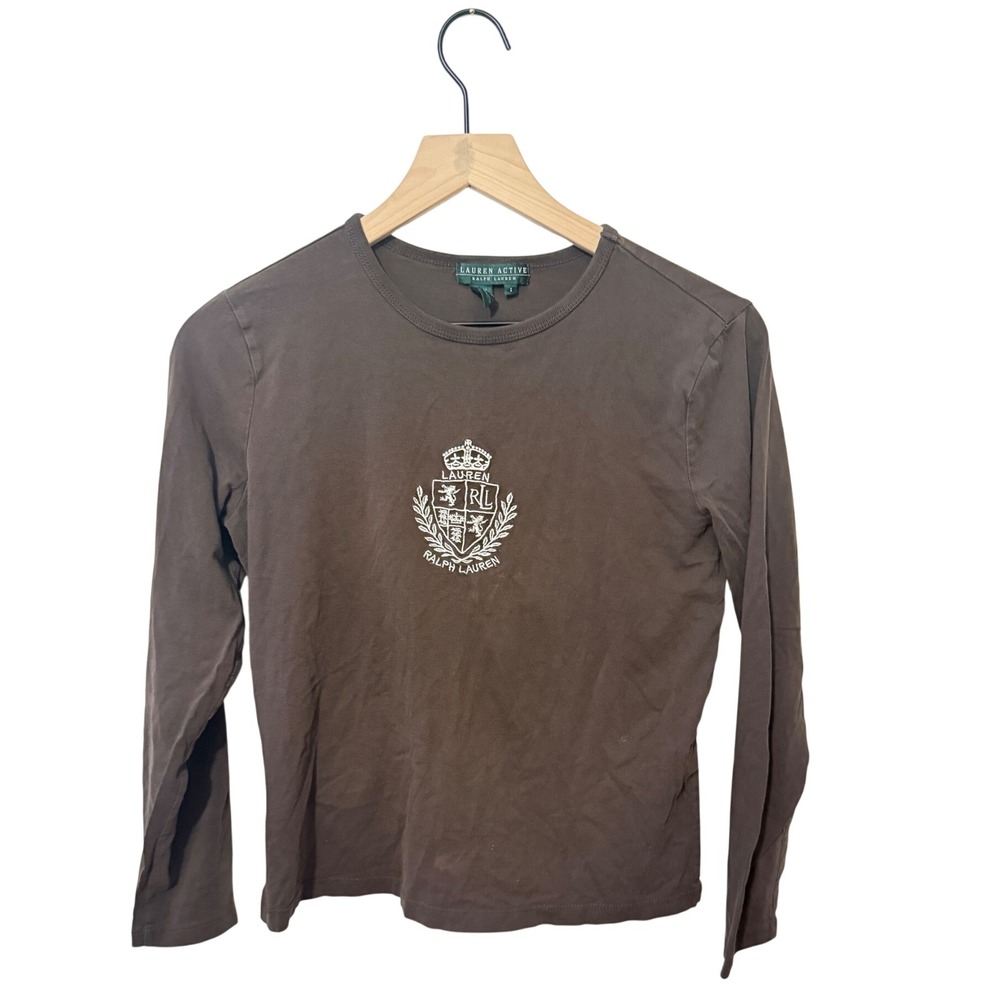 Lauren Active Ralph Lauren Brown Embroidered Crest 100% Cotton T-Shirt